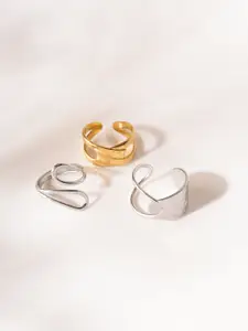 Niska Set Of 3 Gold-Plated Adjustable Finger Ring