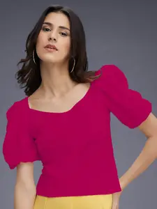 Dream Beauty Fashion Solid Puff Sleeves Top