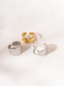 Niska Set Of 3 Gold-Plated Adjustable Finger Ring