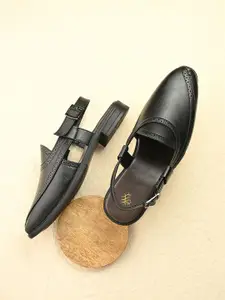 House of Pataudi Men Textured Shoe-Style Sandals