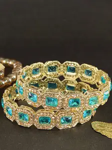 LAVAZZA Set Of 2 Crystal & Zircon-Studded Antique Bangles