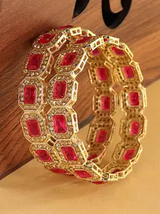 LAVAZZA Set Of 2 Crystal & Zircon-Studded Antique Bangles
