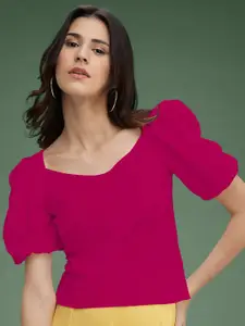 Dream Beauty Fashion Solid Puff Sleeves Top