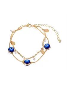DressBerry Stainless Steel Artificial Stones Studded And Beaded Anklet