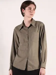 SHOWOFF Women Comfort Relaxed Fit Micro Ditsy Printed Spread Collar Cotton Casual Shirt