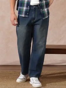 WROGN Men Comfort Wide Leg Mid-Rise Light Fade Jeans