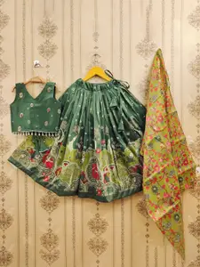 BAESD Girls Printed Ready to Wear Lehenga & Blouse With Dupatta