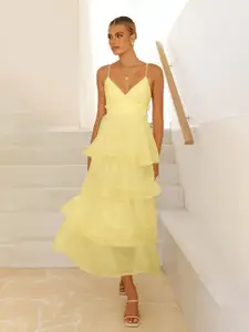 bebe Women Layered A-Line Midi Dress