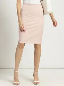 FableStreet Women Pink Classic Pencil Skirt