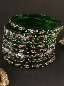 LAVAZZA Set Of 6 Crystal & Zircon-Studded Antique Bangles