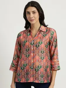 FableStreet Women Classic Fit Conversational Printed Spread Collar Party Shirt
