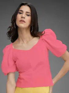 Dream Beauty Fashion Women Solid Puff Sleeve Top