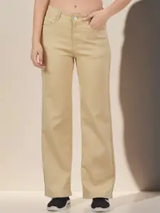 DressBerry Women Bootilicious Wide Leg High-Rise Stretchable Clean Look Jeans