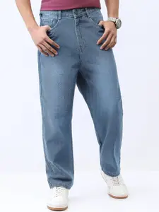 Urbano Fashion Men Loose Relaxed Fit Mid-Rise Light Fade Jeans