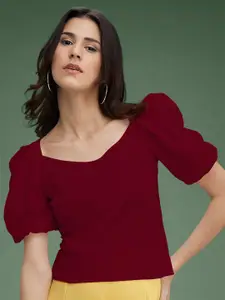 Dream Beauty Fashion Women Solid Puff Sleeve Top