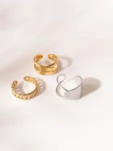 Niska Set Of 3 Gold-Plated Adjustable Finger Ring