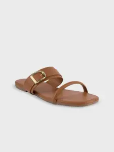 20Dresses Women Square Toe Open Toe Flats with Buckles