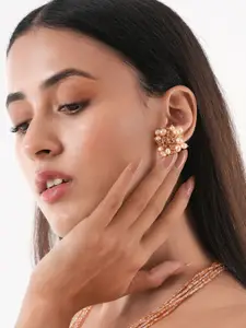 D'oro Gold Plated Artificial Beads Beaded Contemporary Studs Earrings