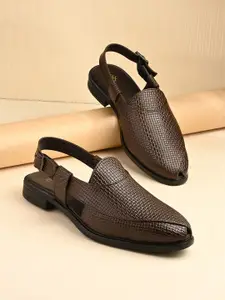 House of Pataudi Men Textured Shoe-Style Sandals