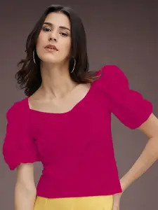 Dream Beauty Fashion Women Solid Puff Sleeve Top
