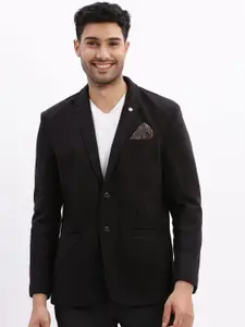 SHOWOFF Cotton Notched Lapel Collar Slim-Fit Single Breasted Blazer