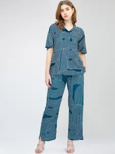 Moda Rapido Geometric Printed Shirt With Shorts Co-Ords