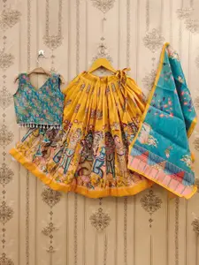 BAESD Girls Printed Ready to Wear Lehenga & Blouse With Dupatta