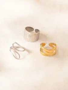 Niska Set Of 3 Gold-Plated Adjustable Finger Ring