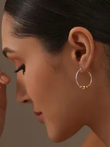 LeCalla 925 Sterling Silver-Plated Artificial Beaded Circular Shaped Hoop Earrings