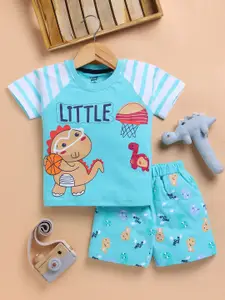 Toonyport Boys Printed Short Sleeves Pure Cotton T-shirt With Shorts