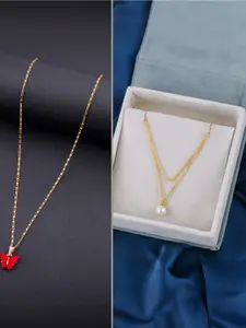 DressBerry Set of 2 Brass Minimal Necklace