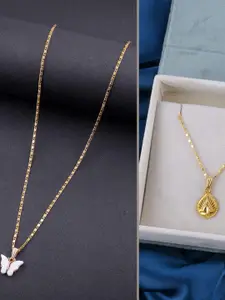 DressBerry Set of 2 Brass Minimal Necklace