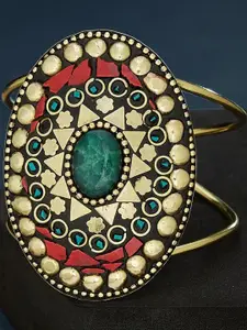 Anouk Gold Plated & Multi Stone Studded Round Shaped Adjustable Bangle