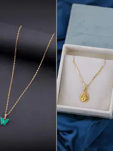 DressBerry Set of 2 Brass Minimal Necklace