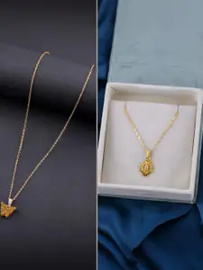 DressBerry Set of 2 Brass Minimal Necklace