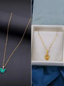 DressBerry Set of 2 Brass Minimal Necklace