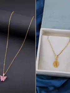 DressBerry Set of 2 Brass Minimal Necklace