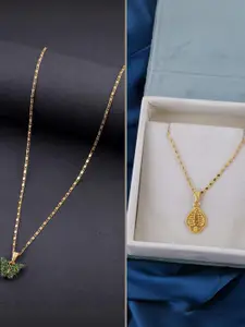 DressBerry Set of 2 Brass Minimal Necklace