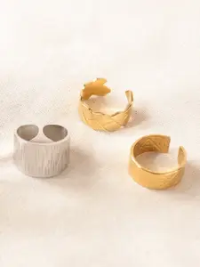 Niska Set Of 3 Gold-Plated Adjustable FingerRing