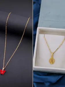 DressBerry Set of 2 Brass Minimal Necklace