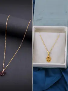 DressBerry Women pack of 2 Brass Minimal Necklace