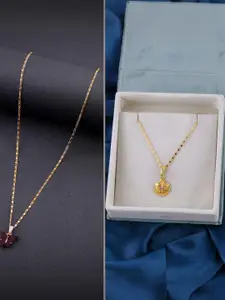 DressBerry Pack Of 2 Brass Minimal Necklace