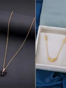 DressBerry Set of 2 Brass Minimal Necklace