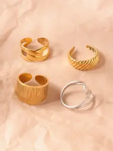 Niska Set Of 4 Gold-Plated Adjustable FingerRing