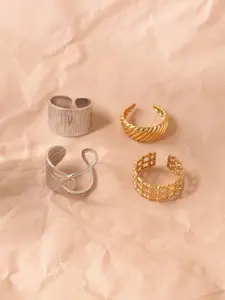 Niska Set Of 4 Gold-Plated Adjustable Finger Rings