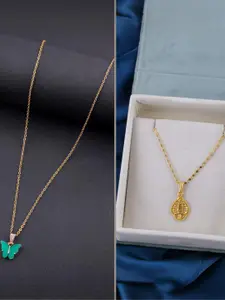 DressBerry Set of 2 Brass Minimal Necklace