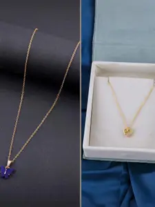 DressBerry Set of 2 Butterfly & Ethnic Minimal Necklaces