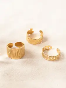 Niska Set Of 3 Gold-Plated Finger Ring
