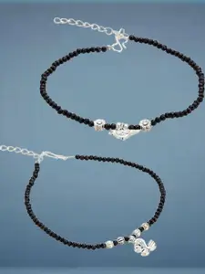 Anouk Set of 2 Silver-Plated Artificial Beads Anklet