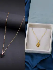 DressBerry Set of 2 Brass Minimal Necklace